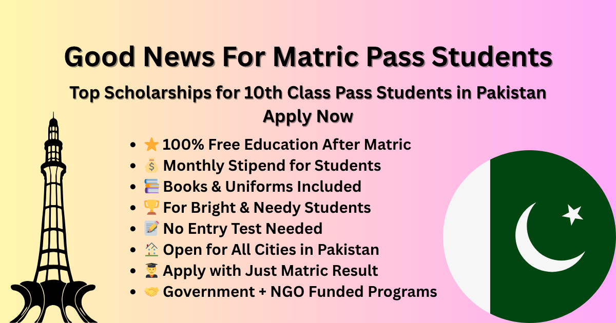 Top Scholarships for 10th Class Pass Students in Pakistan Apply Now